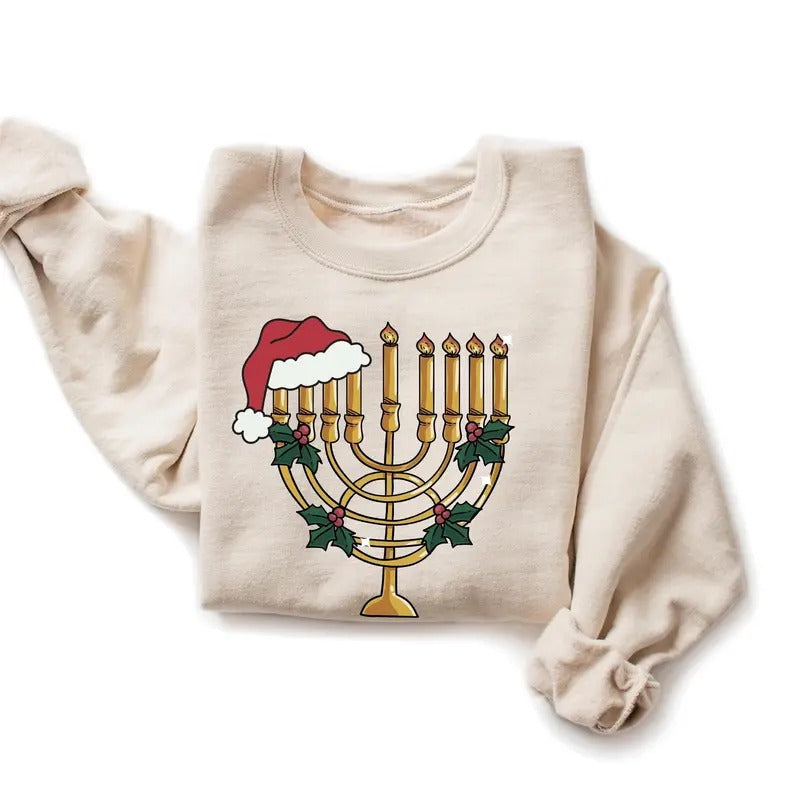 Menorah Happy Hanukkah Chanukah Jewish Candle Classic - Adult & Kids T-Shirts, Sweatshirts & Hoodies apparel design preview 1