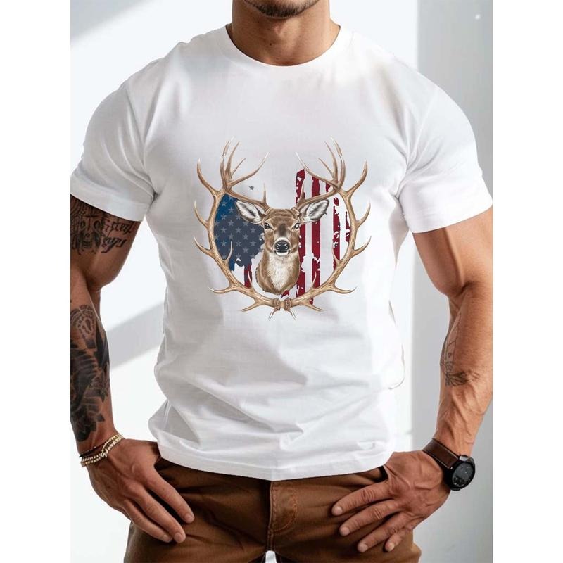 Deer Flag Print Short Sleeve Breathable Soft Casual - Adult & Kids T-Shirts, Sweatshirts & Hoodies apparel design preview 1