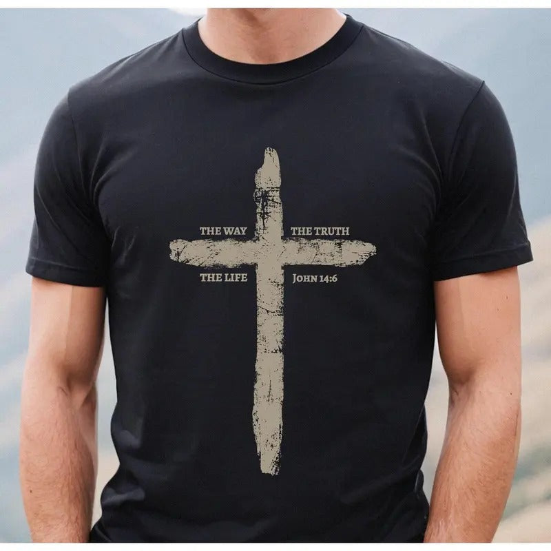 Way Truth Life Cross Christian Dad Fathers Faith - Adult & Kids T-Shirts, Sweatshirts & Hoodies apparel design preview 1