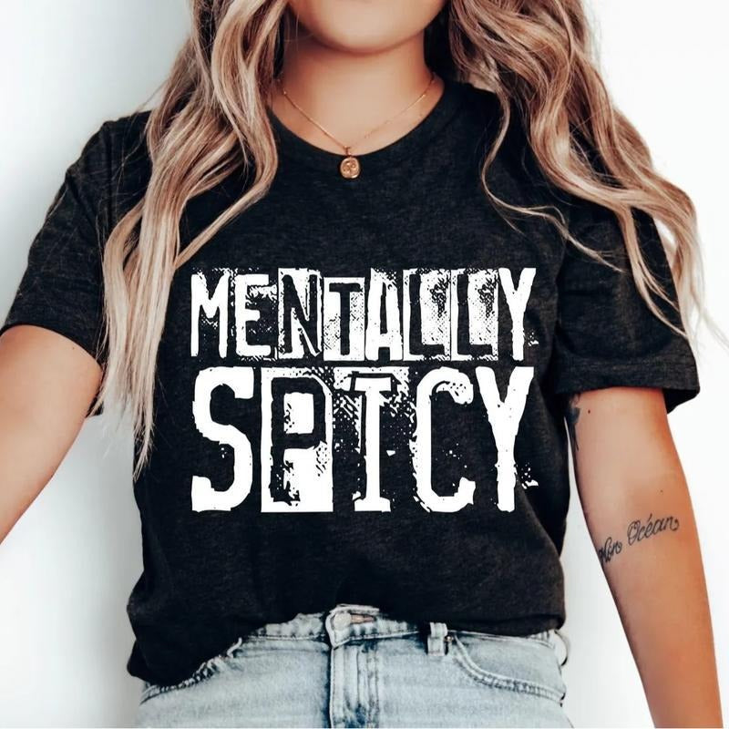 Mentally Spicy Sarcastic Snarky Retro Checkered Funny - Adult & Kids T-Shirts, Sweatshirts & Hoodies apparel design preview 1
