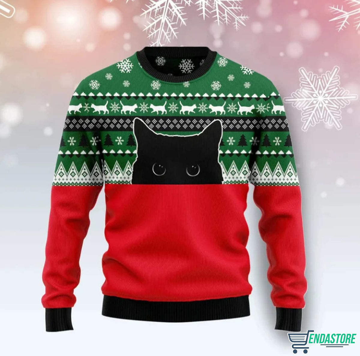 Meow Meow Black Cat 3D Ugly Christmas Sweater - Holiday Gift product image