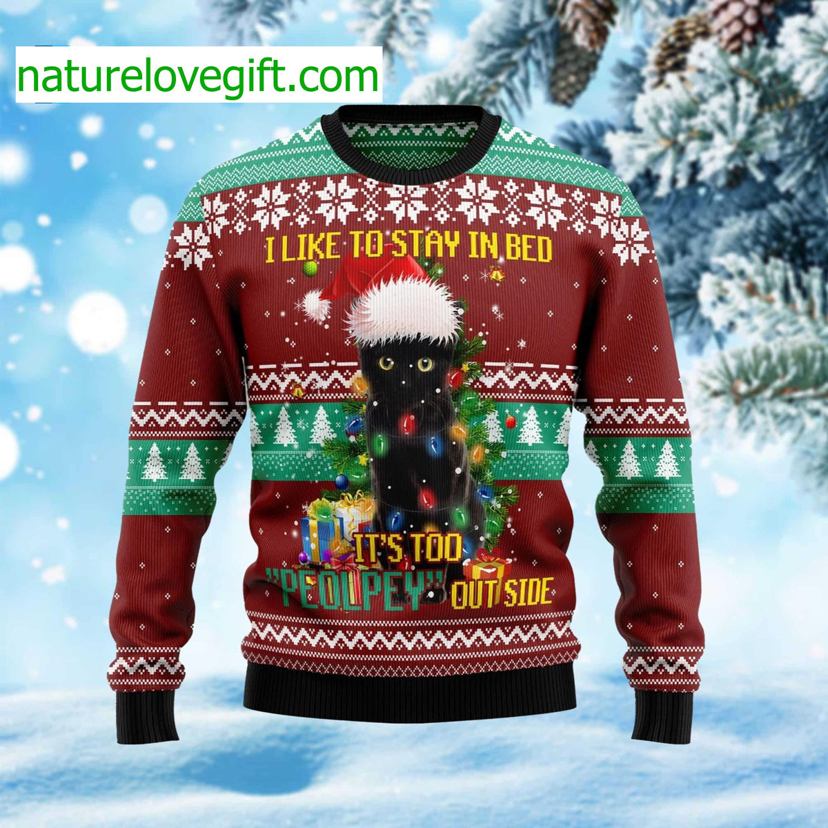 Meowy Cat Lover Ugly Christmas Sweater - Holiday Gift product image