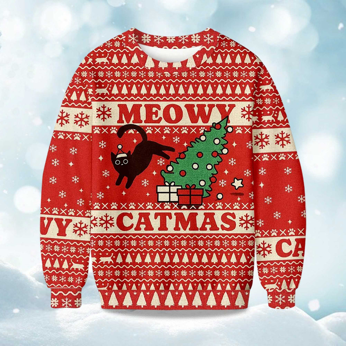Meowy Catmas Ugly Christmas Sweater - Holiday Gift product image