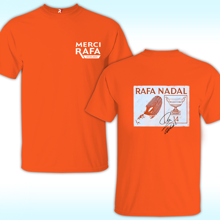 Merci Rafa Rafael Nadal Tribute Signature Tennis Fan - Adult & Kids T-Shirts, Sweatshirts & Hoodies apparel design preview 1