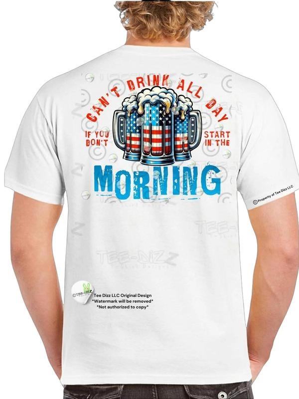 'Merica Can'T Drink All Day: Morning Funny 4th July - Adult & Kids T-Shirts, Sweatshirts & Hoodies apparel design preview 1