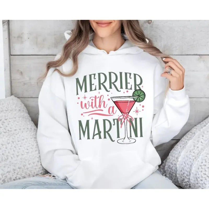 Merrier Martini Retro Funny Cocktail Vintage Xmas - Adult & Kids T-Shirts, Sweatshirts & Hoodies apparel design preview 1