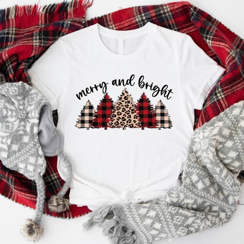 Merry Bright Leopard Tree Cute Lover Xmas - Adult & Kids T-Shirts, Sweatshirts & Hoodies apparel design preview 1
