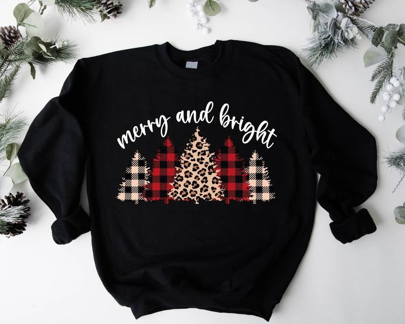 Merry Bright Leopard Tree Cute Lover Xmas - Adult & Kids T-Shirts, Sweatshirts & Hoodies apparel design preview 1
