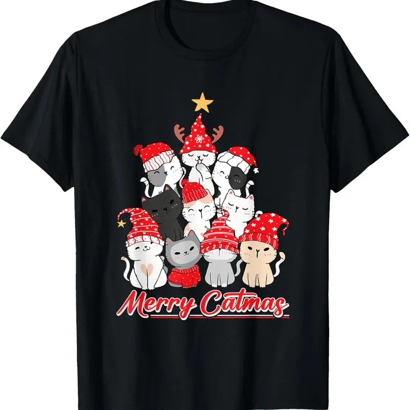 Merry Catmas Ugly Xmas Cat Lover - Adult & Kids T-Shirts, Sweatshirts & Hoodies apparel design preview 1