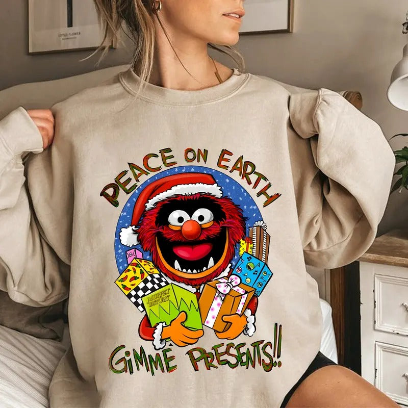 Merry Carol Muppet Xmas Peace Earth Gimme Present - Adult & Kids T-Shirts, Sweatshirts & Hoodies apparel design preview 1