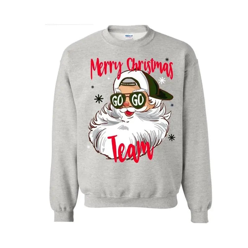 Merry Football Game Day Santa Cotton Crew Neck - Adult & Kids T-Shirts, Sweatshirts & Hoodies apparel design preview 1