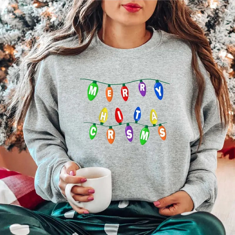 Merry Lights Cute Xmas Celebration Matching Winter - Adult & Kids T-Shirts, Sweatshirts & Hoodies apparel design preview 1