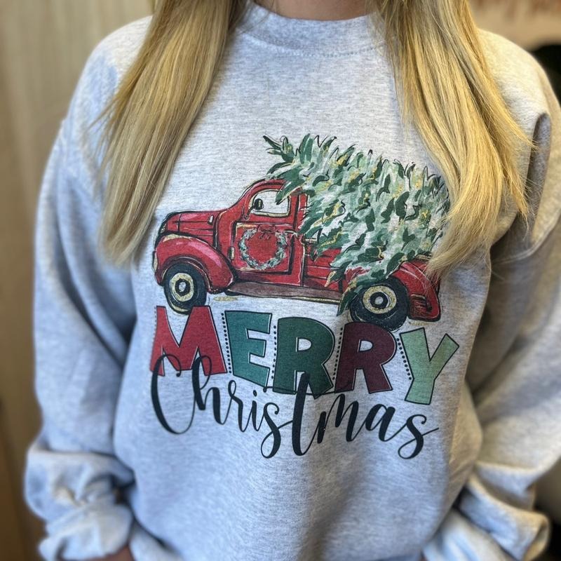 Merry Red Truck - Adult & Kids T-Shirts, Sweatshirts & Hoodies apparel design preview 1