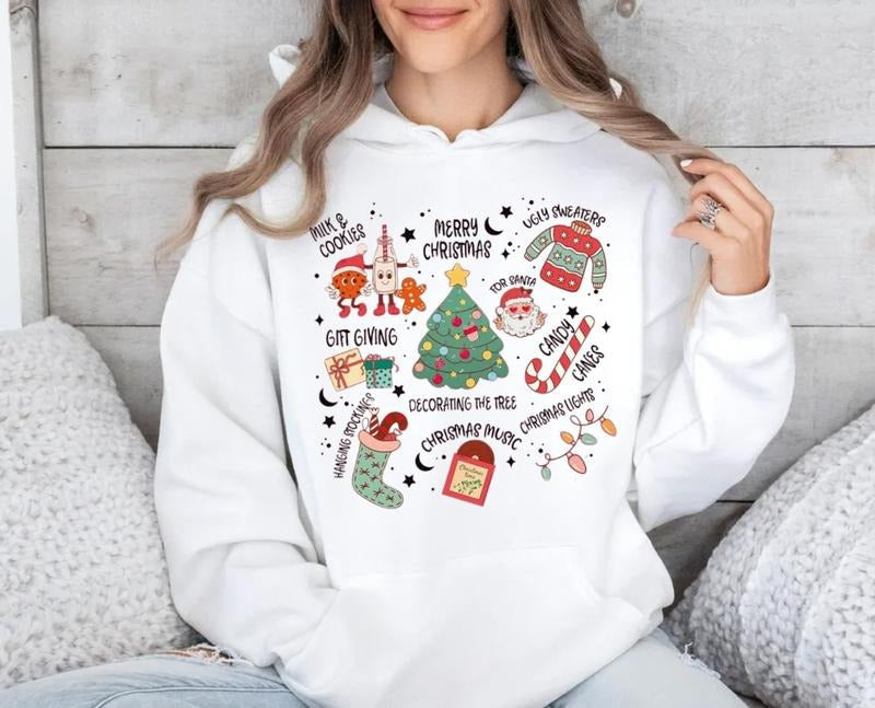 Merry Xmas Tree Santa Themed Letter Print Round Neck - Adult & Kids T-Shirts, Sweatshirts & Hoodies apparel design preview 1