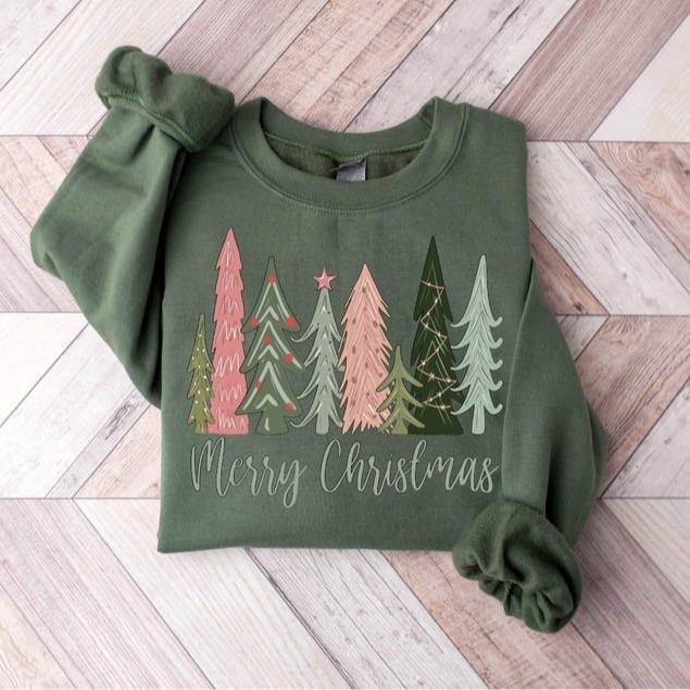 Merry Tree Bright Festive Cozy Season - Adult & Kids T-Shirts, Sweatshirts & Hoodies apparel design preview 1