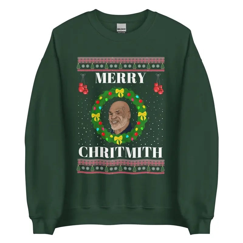 Merry Chrithmith Ugly Mike Tyson Funny Cotton - Adult & Kids T-Shirts, Sweatshirts & Hoodies apparel design preview 1