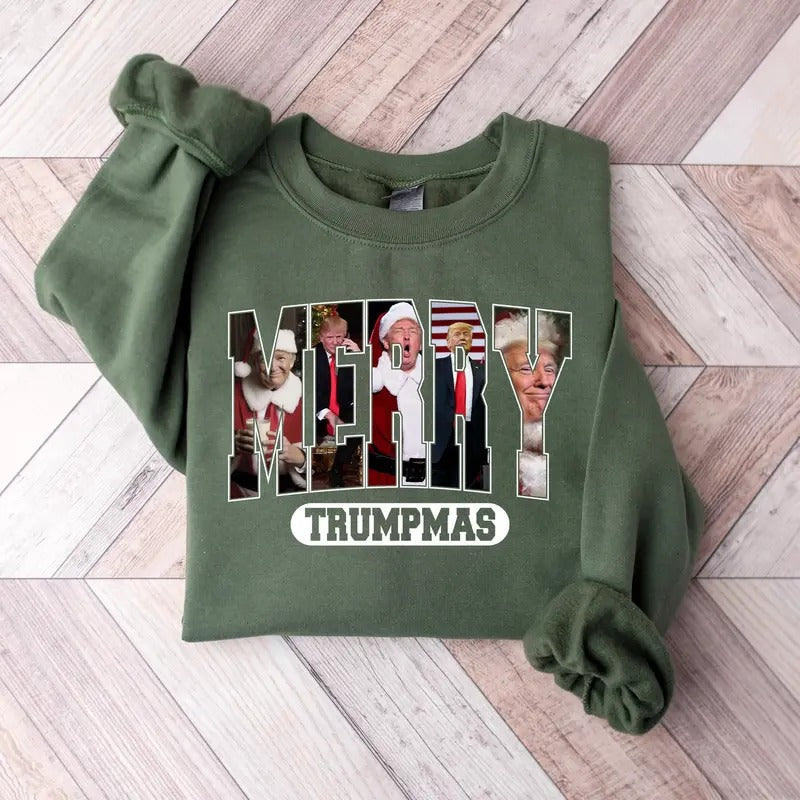 Merry Trumpmas Trump President MAGA 2024 Cotton - Adult & Kids T-Shirts, Sweatshirts & Hoodies apparel design preview 1