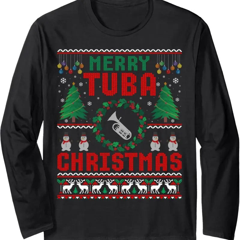 Merry Tuba Ugly Music Instrument - Adult & Kids T-Shirts, Sweatshirts & Hoodies apparel design preview 1