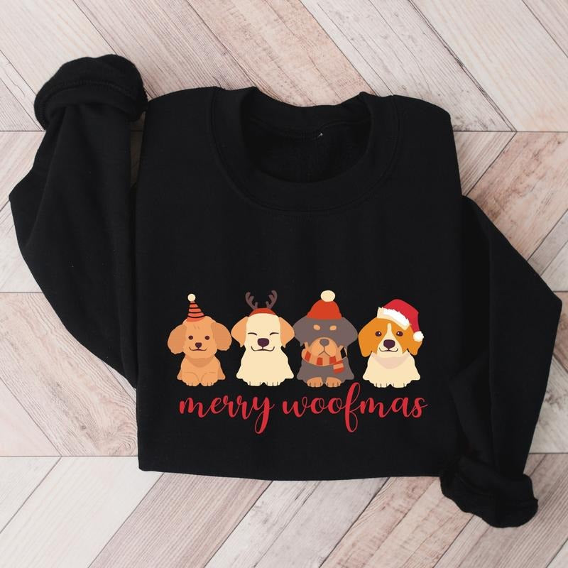 Merry Woofmas Dog Lovers Mom Animals Lover Funny - Adult & Kids T-Shirts, Sweatshirts & Hoodies apparel design preview 1