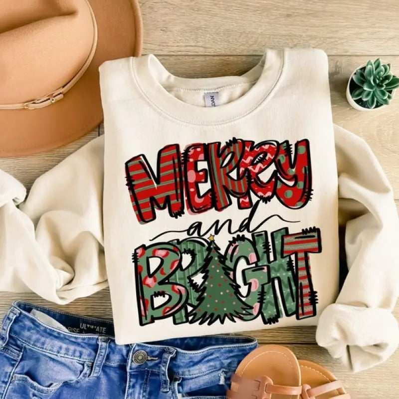 Merry Bright Matching Family Pajama Pjs - Adult & Kids T-Shirts, Sweatshirts & Hoodies apparel design preview 1