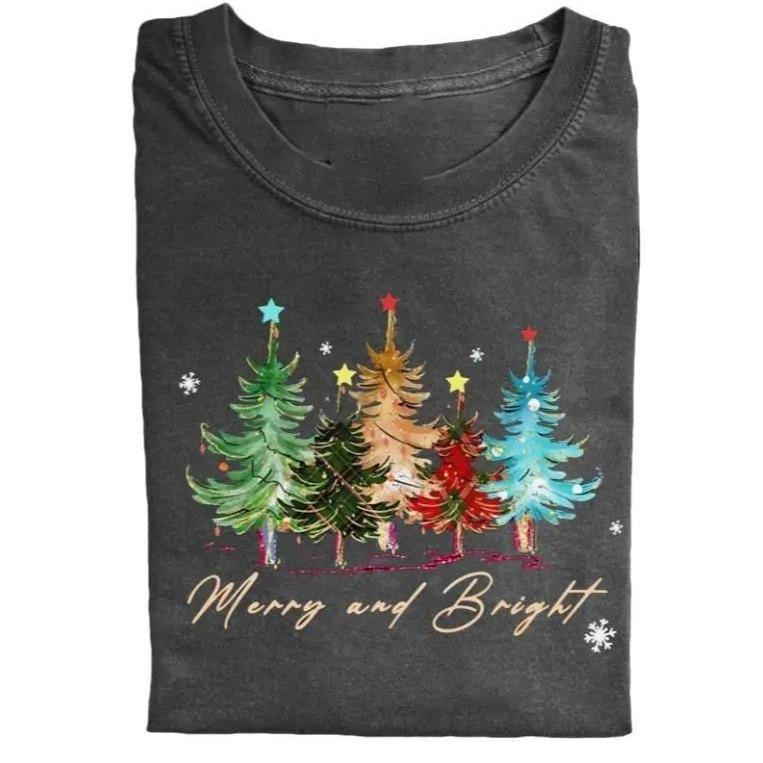 Merry Bright Trees Y2K 90s Her Him Womenswear Top - Adult & Kids T-Shirts, Sweatshirts & Hoodies apparel design preview 1