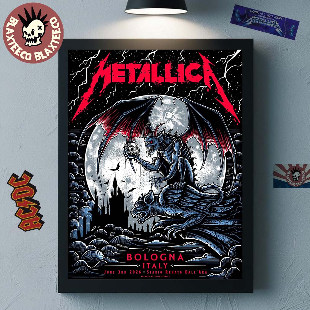 Metallica M72 Bologna Italy 2026 Pop Up Shop Poster - Adult & Kids T-Shirts, Sweatshirts & Hoodies apparel design preview 1