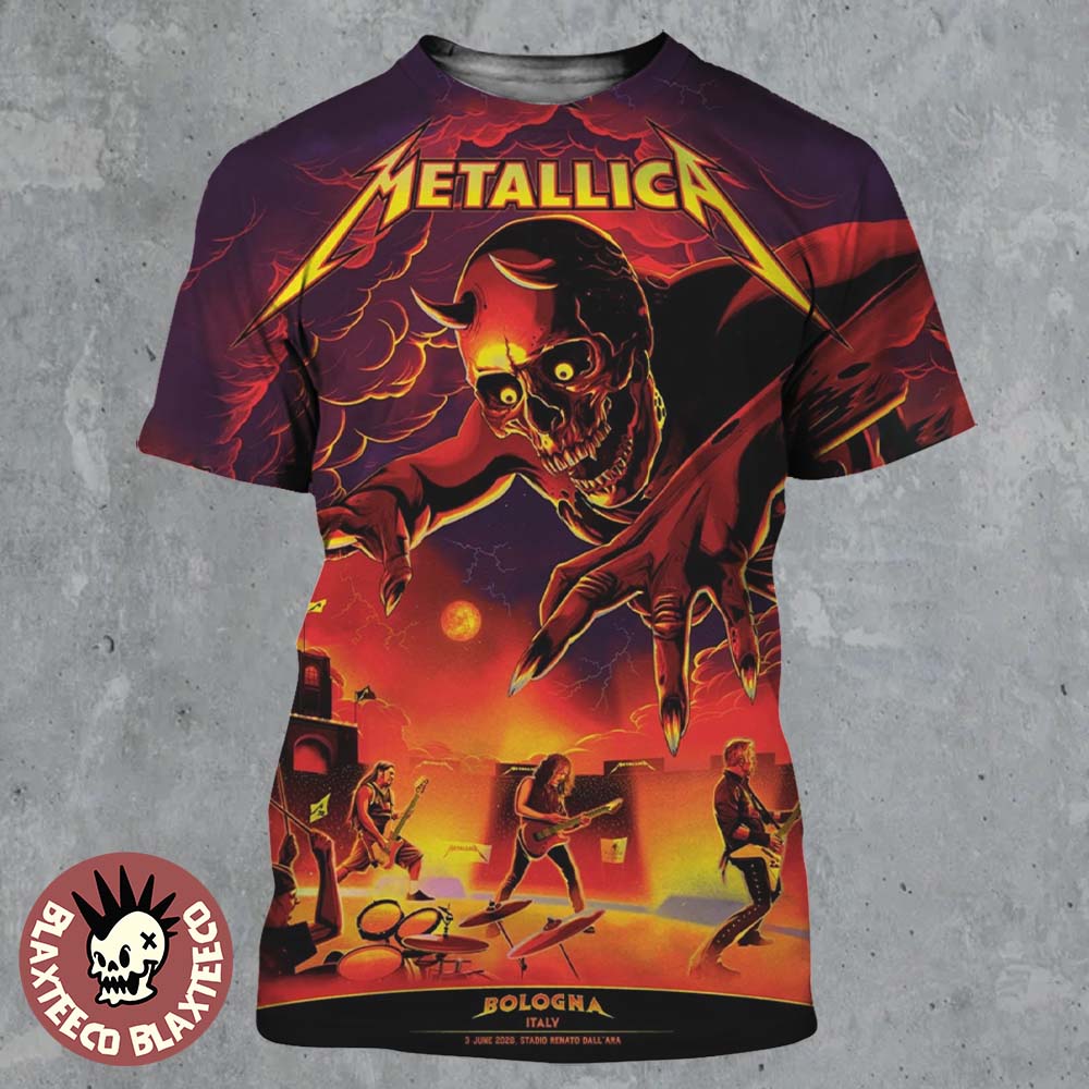 Metallica M72 Bologna Italy 2026 Venue Poster At - Adult & Kids T-Shirts, Sweatshirts & Hoodies apparel design preview 1