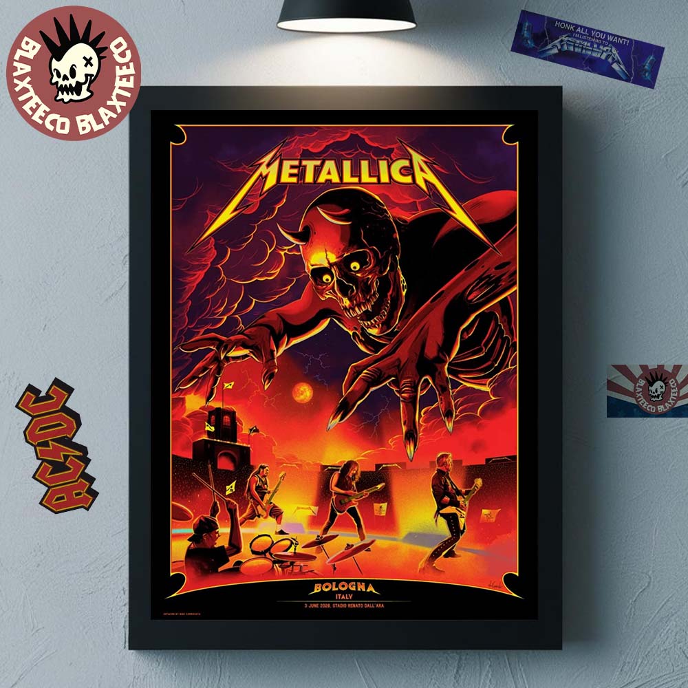 Metallica M72 Bologna Italy 2026 Venue Poster At - Adult & Kids T-Shirts, Sweatshirts & Hoodies apparel design preview 1
