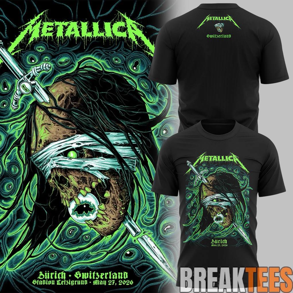 Metallica M72 World Tour Zurich 2026 - Adult & Kids T-Shirts, Sweatshirts & Hoodies apparel design preview 1