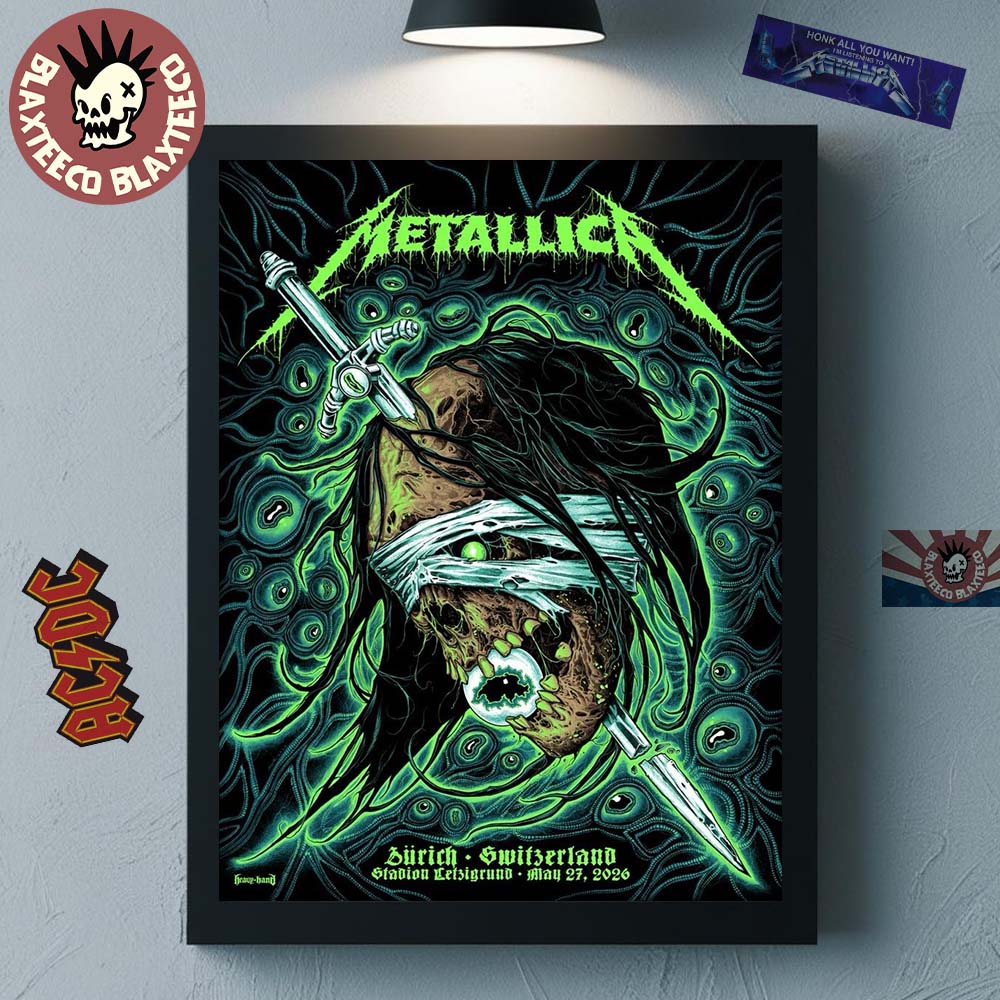 Metallica M72 Zurich 2026 Pop Up Shop Merch Poster In - Adult & Kids T-Shirts, Sweatshirts & Hoodies apparel design preview 1