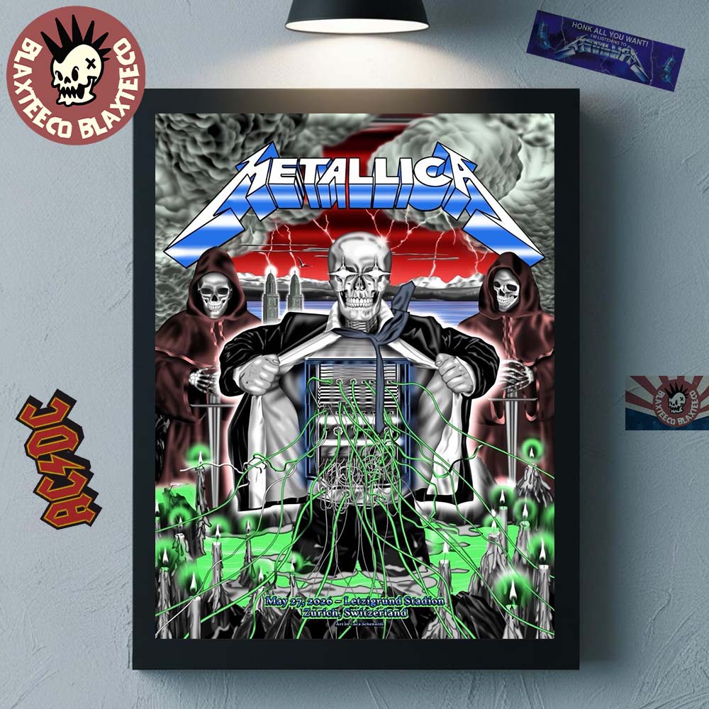 Metallica M72 Zurich 2026 Show Poster For Switzerland - Adult & Kids T-Shirts, Sweatshirts & Hoodies apparel design preview 1
