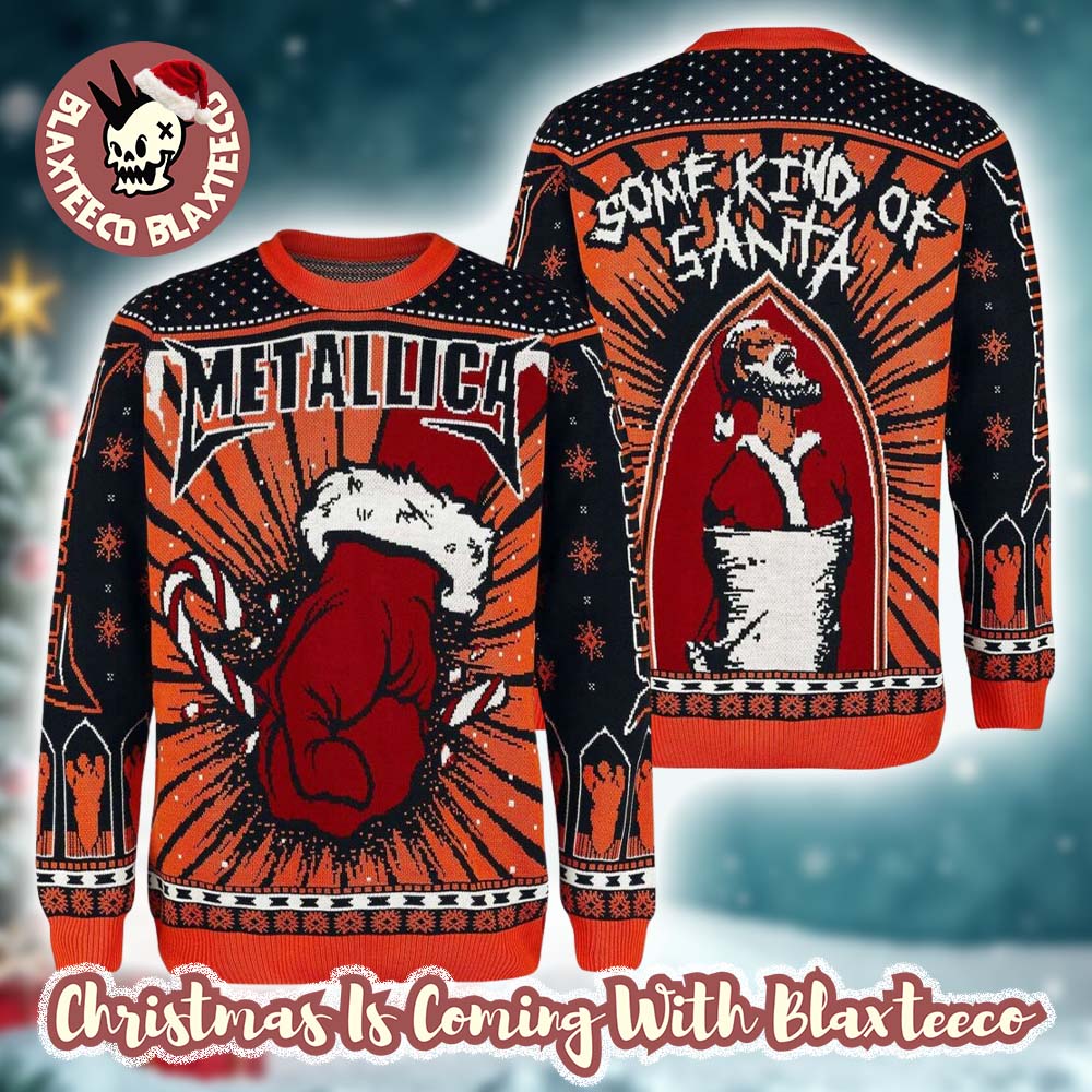 Metallica Some Kind Of Santa St Anger Xmas Style Candy Crane Ugly Christmas Sweater - Holiday Gift product image