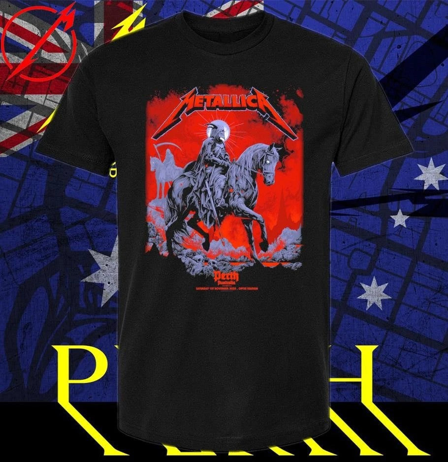 Metallica at Optus Stadium in Perth, Australia on - Adult & Kids T-Shirts, Sweatshirts & Hoodies apparel design preview 1