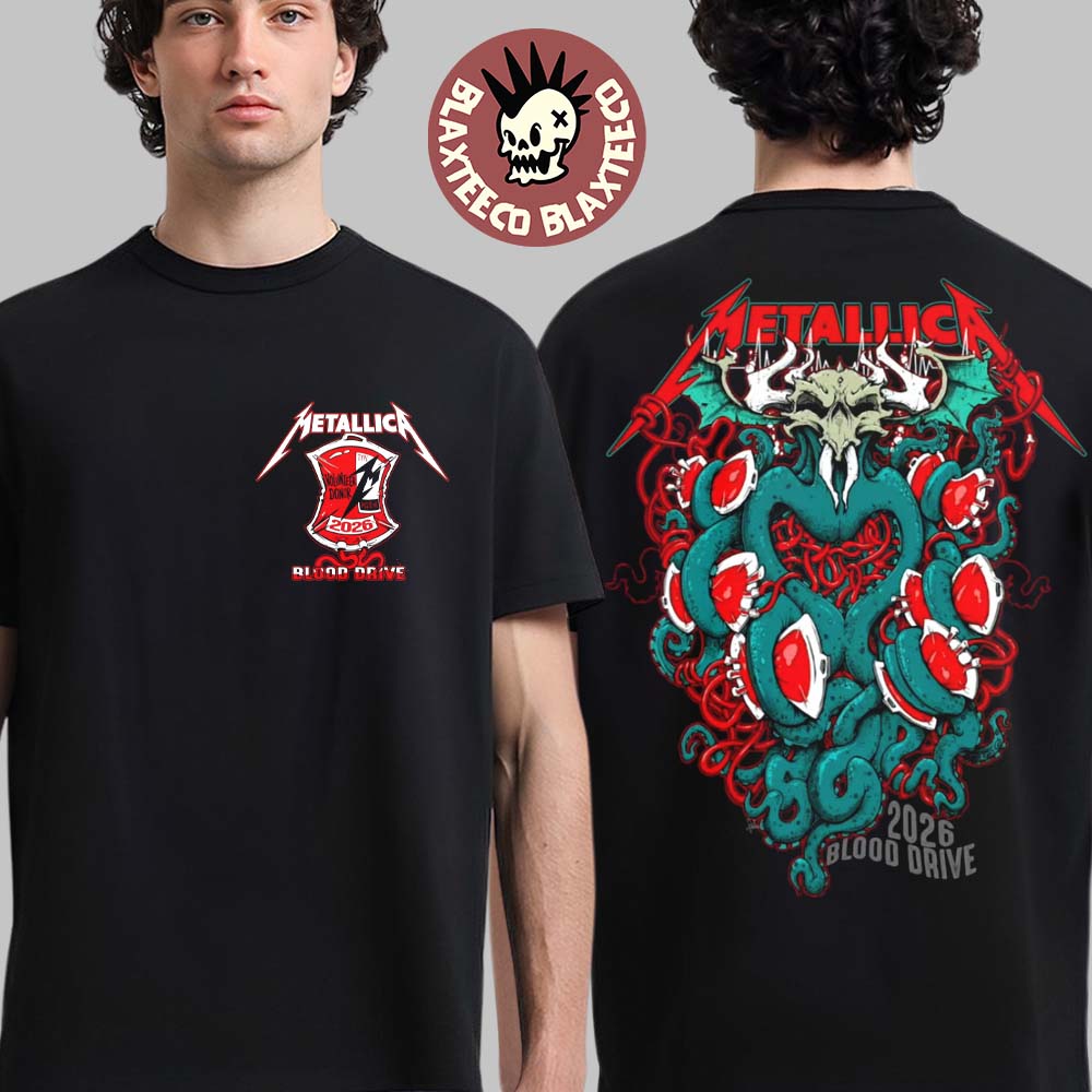 Metallica x Red Cross Blood Drive M72 World Tour - Adult & Kids T-Shirts, Sweatshirts & Hoodies apparel design preview 1
