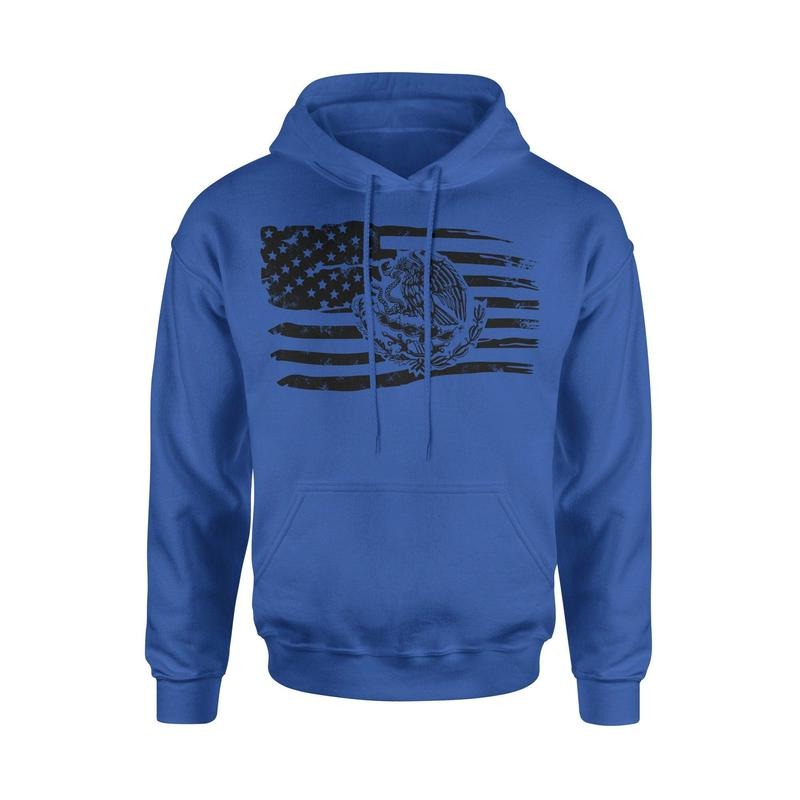 Mexican American Flag Cotton Fabric Hooded Front - Adult & Kids T-Shirts, Sweatshirts & Hoodies apparel design preview 1