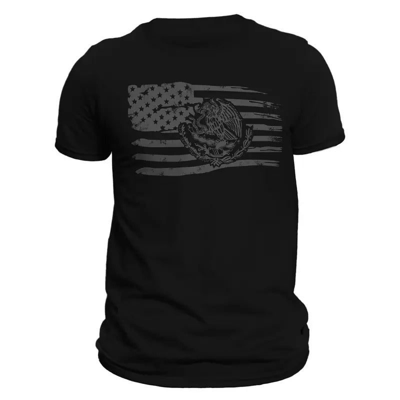 Mexican American Flag 100% Ring Spun Combed Cotton - Adult & Kids T-Shirts, Sweatshirts & Hoodies apparel design preview 1