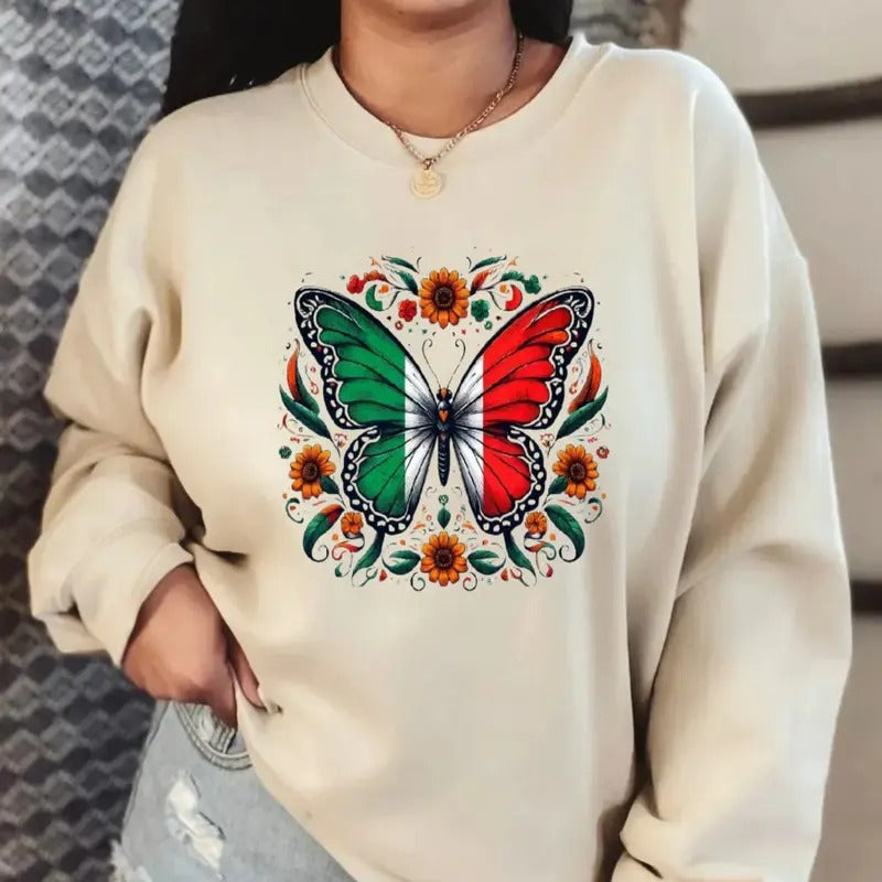 Mexican Flag Butterfly Pride Independance Day - Adult & Kids T-Shirts, Sweatshirts & Hoodies apparel design preview 1