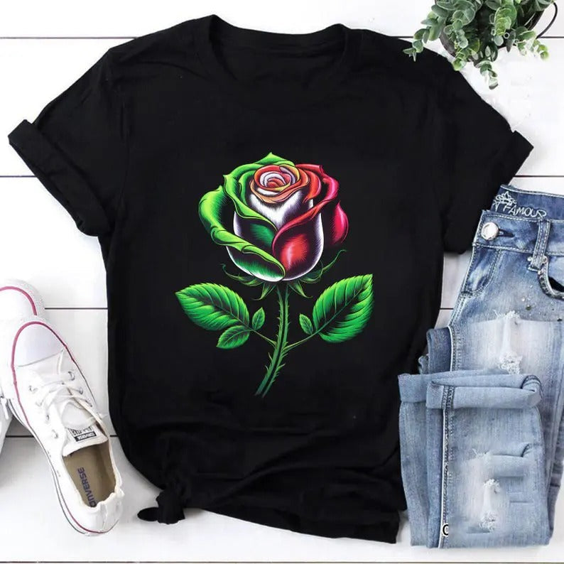 Mexican Rose Mexico Flag Mexicana Cotton Fabric - Adult & Kids T-Shirts, Sweatshirts & Hoodies apparel design preview 1