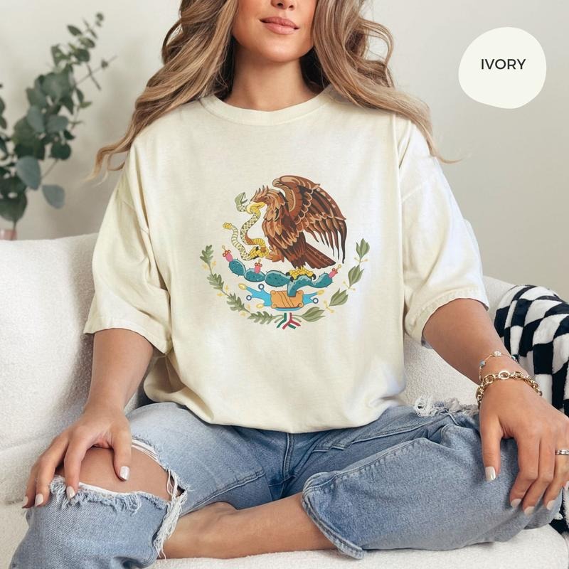 Mexican Mexico Pride Coat Arms Eagle Top Seal Emblem - Adult & Kids T-Shirts, Sweatshirts & Hoodies apparel design preview 1