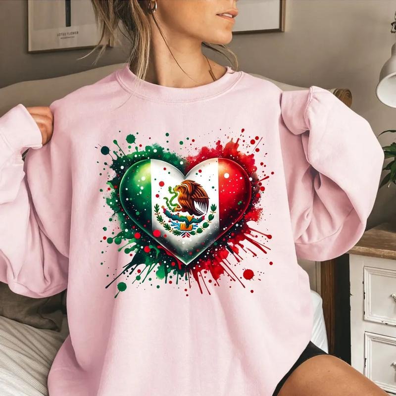 Mexico Heart Patriotic Mexican Flag Lover - Adult & Kids T-Shirts, Sweatshirts & Hoodies apparel design preview 1