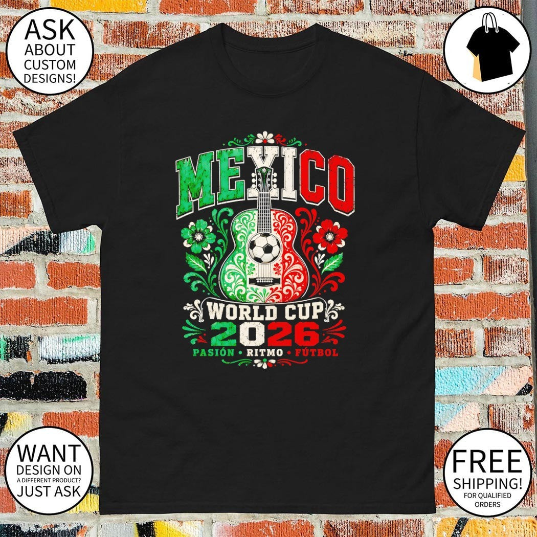 Mexico Soccer Guitar World Cup 2026 Pasion Ritmo - Adult & Kids T-Shirts, Sweatshirts & Hoodies apparel design preview 1