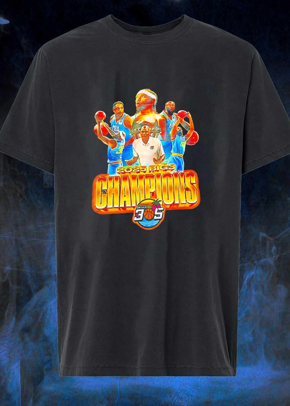 Miami 305 2025 BIG3 Champions Basketball Team - Adult & Kids T-Shirts, Sweatshirts & Hoodies apparel design preview 1