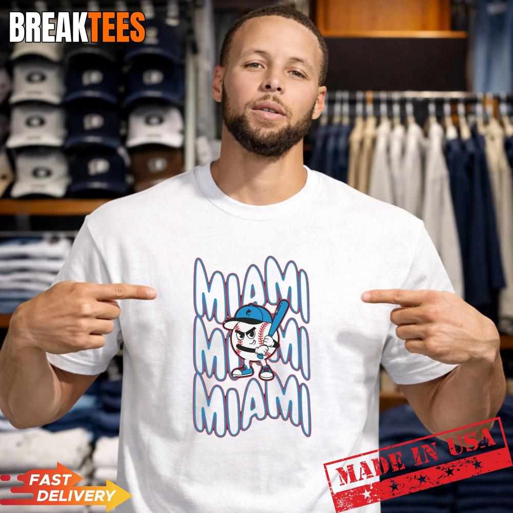 Miami Baseball Retro Mascot - Adult & Kids T-Shirts, Sweatshirts & Hoodies apparel design preview 1