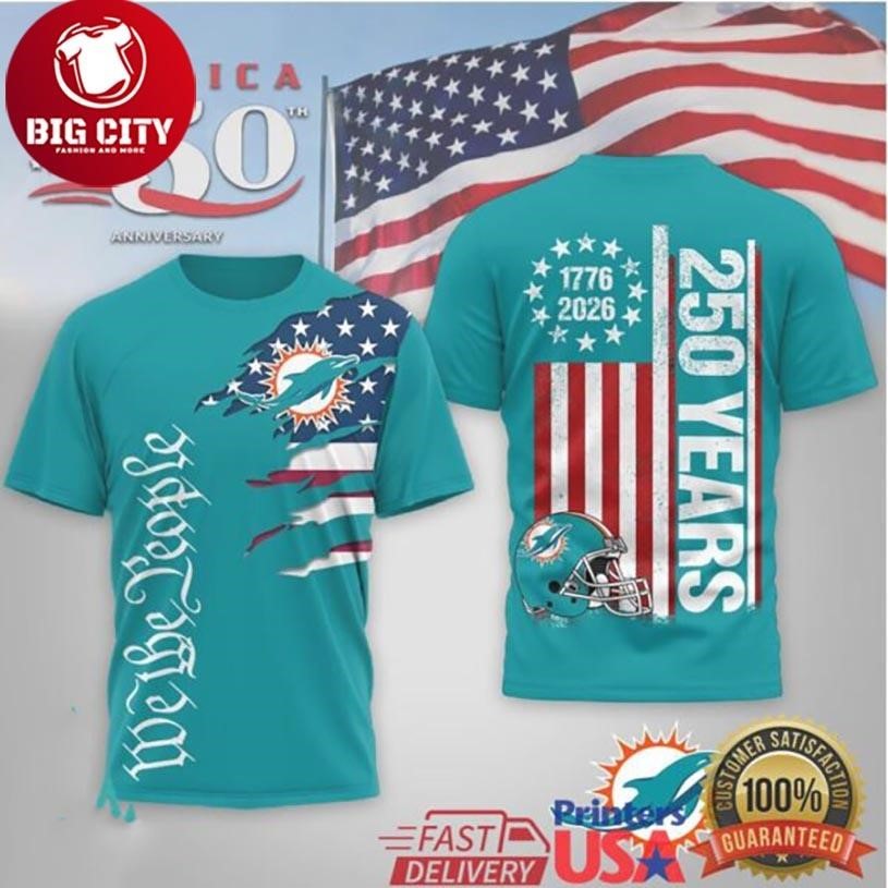 Miami Dolphins America 250 Years Semiquincentennial - Adult & Kids T-Shirts, Sweatshirts & Hoodies apparel design preview 1