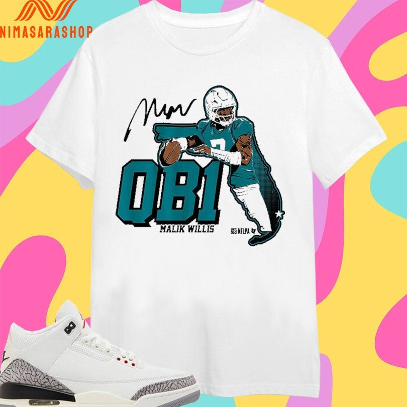 Miami Dolphins Malik Willis QB1 - Adult & Kids T-Shirts, Sweatshirts & Hoodies apparel design preview 1