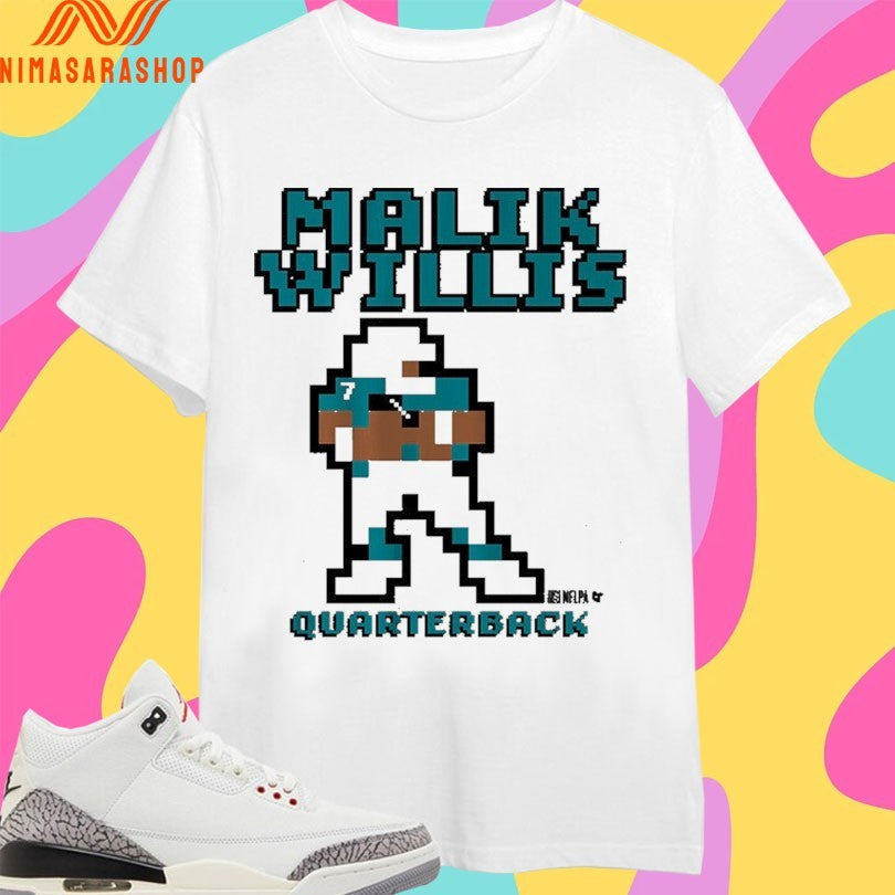 Miami Dolphins Malik Willis Quarterback Retro Baller - Adult & Kids T-Shirts, Sweatshirts & Hoodies apparel design preview 1