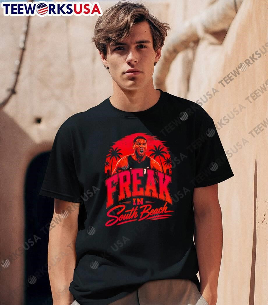 Miami Heat Giannis Antetokounmpo Freak in South Beach - Adult & Kids T-Shirts, Sweatshirts & Hoodies apparel design preview 1