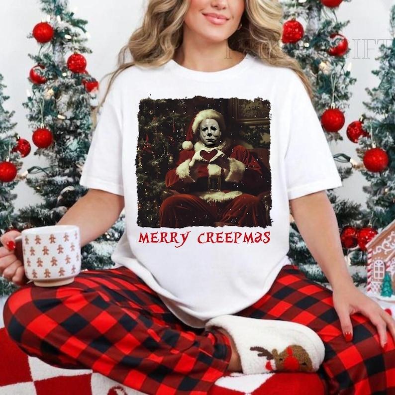 Michael Myers Santa Merry Creepmas Horror Movie - Adult & Kids T-Shirts, Sweatshirts & Hoodies apparel design preview 1