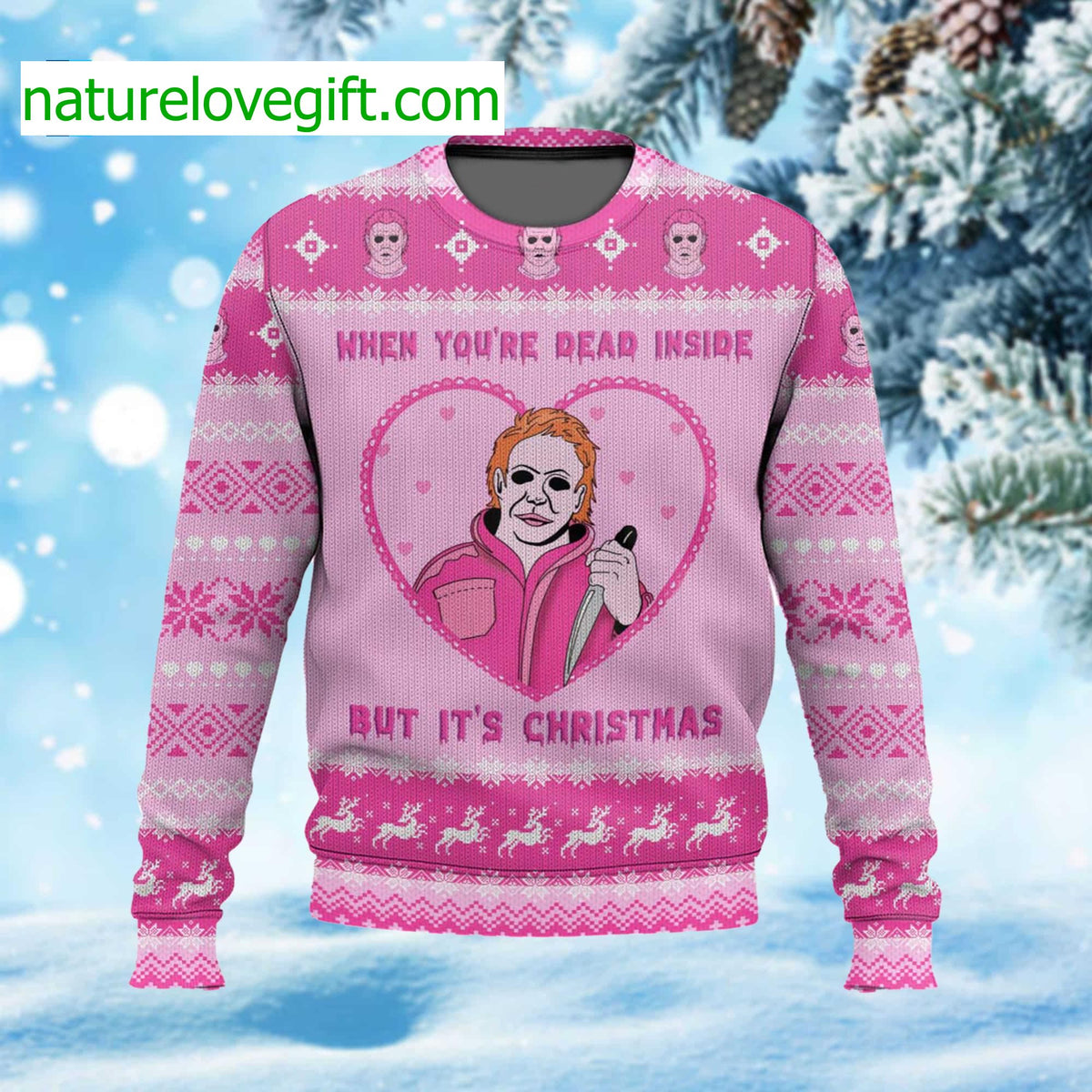 Michael Myers When You’re Dead Inside Ugly Christmas Sweater - Holiday Gift product image