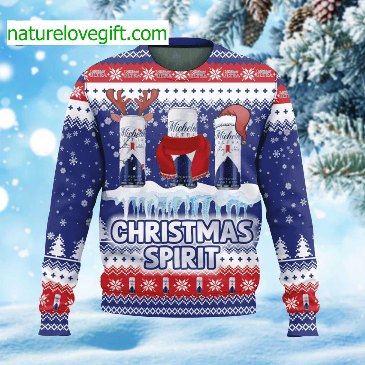 Michelob Ultra Christmas Spirit Ugly Christmas Sweater - Holiday Gift product image